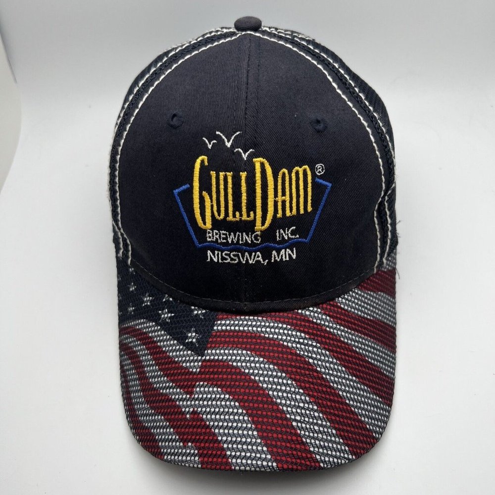 Gull Dam Brewing Nisswa Mn Trucker Baseball Hat Cap Meshback Adjustable Flag GR7